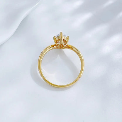 1.21 ct Heart Four-Prong Marquise-Cut Lab-Grown Diamond Ring in 18K Yellow Gold