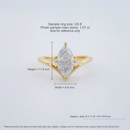 1.21 ct Heart Four-Prong Marquise-Cut Lab-Grown Diamond Ring in 18K Yellow Gold