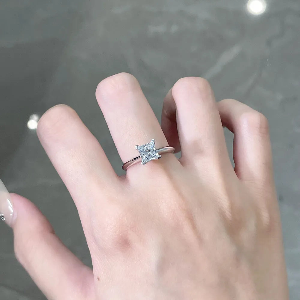 1.04 ct Minimalist Princess-Cut Lab-Grown Diamond Ring in PT950 Platinum – APYFR0214-PT