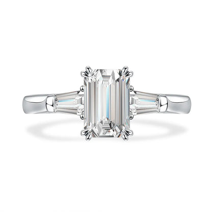 3.76 ct Four-Prong Emerald-Cut Lab-Grown Diamond Three-Stone Ring in PT950 Platinum – APYFR0216-PT