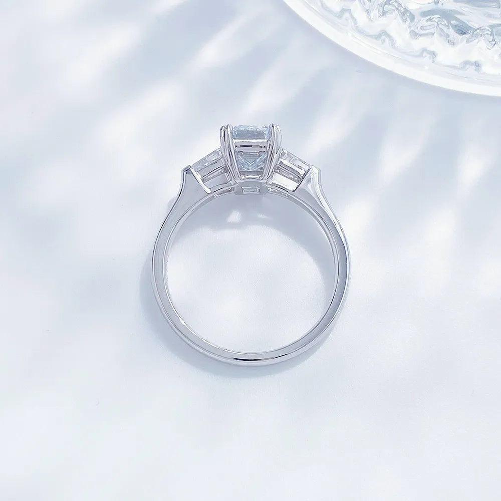 3.76 ct Four-Prong Emerald-Cut Lab-Grown Diamond Three-Stone Ring in PT950 Platinum – APYFR0216-PT