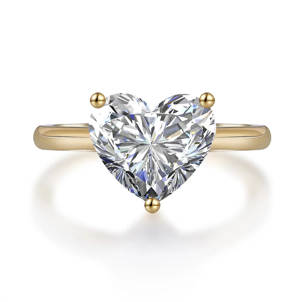2.32 ct Three-Prong Heart-Cut Lab-Grown Diamond Ring in 18K Yellow Gold