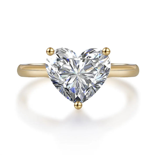2.32 ct Three-Prong Heart-Cut Lab-Grown Diamond Ring in 18K Yellow Gold