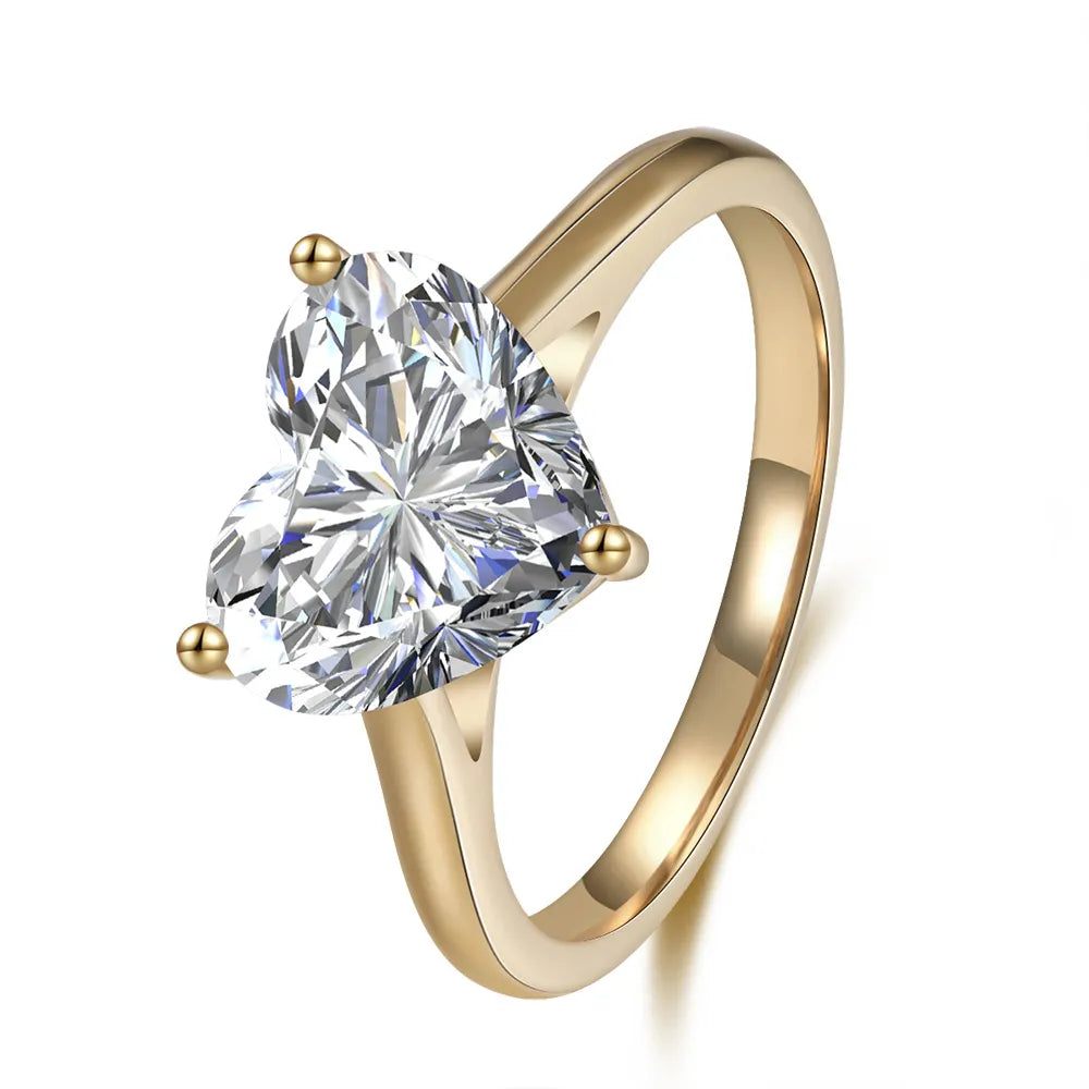 2.32 ct Three-Prong Heart-Cut Lab-Grown Diamond Ring in 18K Yellow Gold
