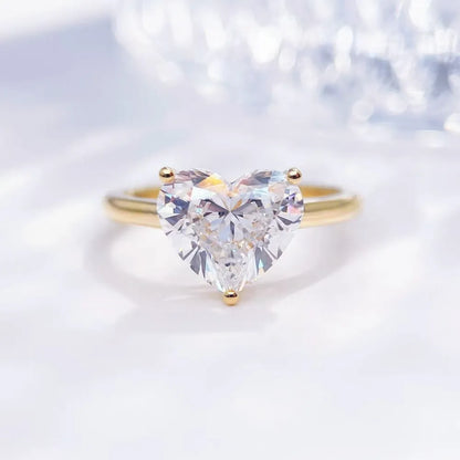 2.32 ct Three-Prong Heart-Cut Lab-Grown Diamond Ring in 18K Yellow Gold