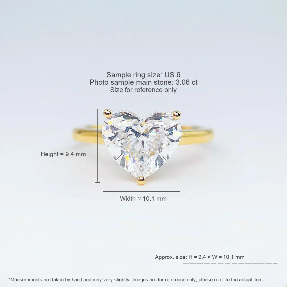 2.32 ct Three-Prong Heart-Cut Lab-Grown Diamond Ring in 18K Yellow Gold