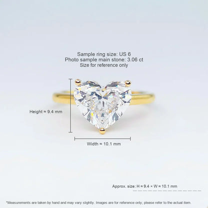 2.32 ct Three-Prong Heart-Cut Lab-Grown Diamond Ring in 18K Yellow Gold