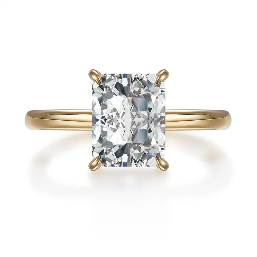 3.09 ct Minimalist Four-Prong Radiant-Cut Lab-Grown Diamond Ring in 18K Yellow Gold
