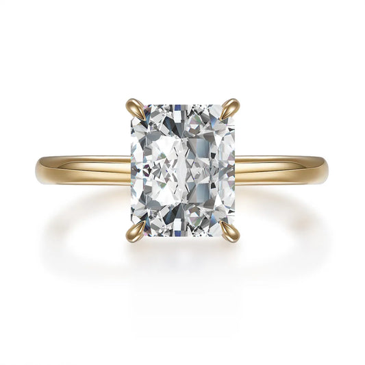 3.09 ct Minimalist Four-Prong Radiant-Cut Lab-Grown Diamond Ring in 18K Yellow Gold
