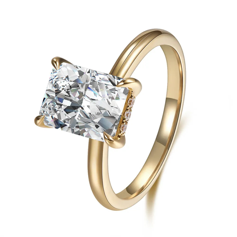 3.09 ct Minimalist Four-Prong Radiant-Cut Lab-Grown Diamond Ring in 18K Yellow Gold