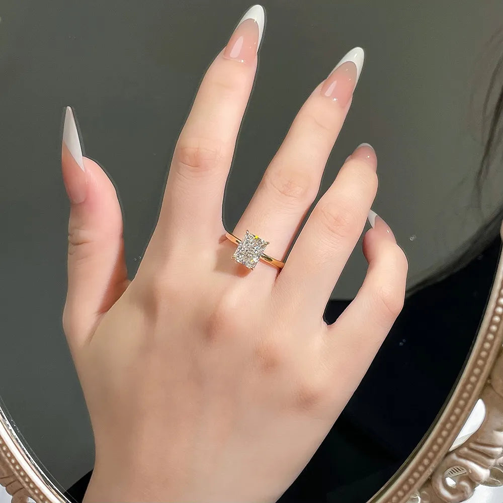 3.09 ct Minimalist Four-Prong Radiant-Cut Lab-Grown Diamond Ring in 18K Yellow Gold