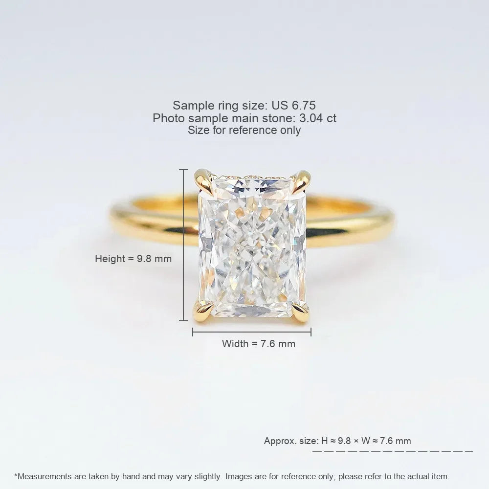 3.09 ct Minimalist Four-Prong Radiant-Cut Lab-Grown Diamond Ring in 18K Yellow Gold