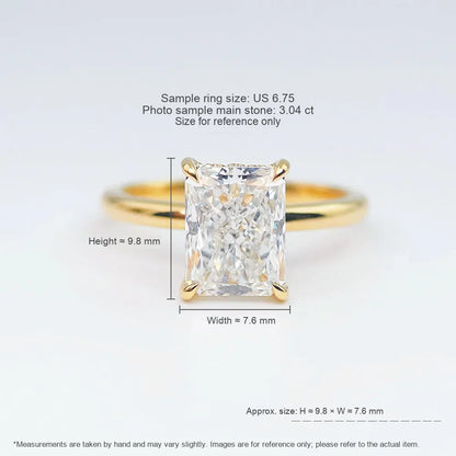 3.09 ct Minimalist Four-Prong Radiant-Cut Lab-Grown Diamond Ring in 18K Yellow Gold