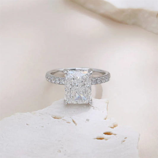 2.42 ct Classic Four-Prong Radiant-Cut Lab-Grown Diamond Ring in 18K White Gold