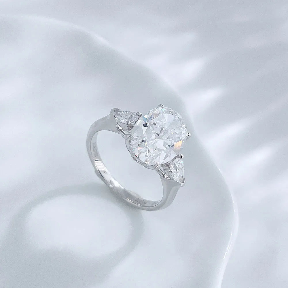 3.02 ct Oval-Cut Lab-Grown Diamond Three-Stone Ring in 18K White Gold – APYFR0227-W