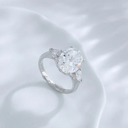 3.02 ct Oval-Cut Lab-Grown Diamond Three-Stone Ring in 18K White Gold – APYFR0227-W