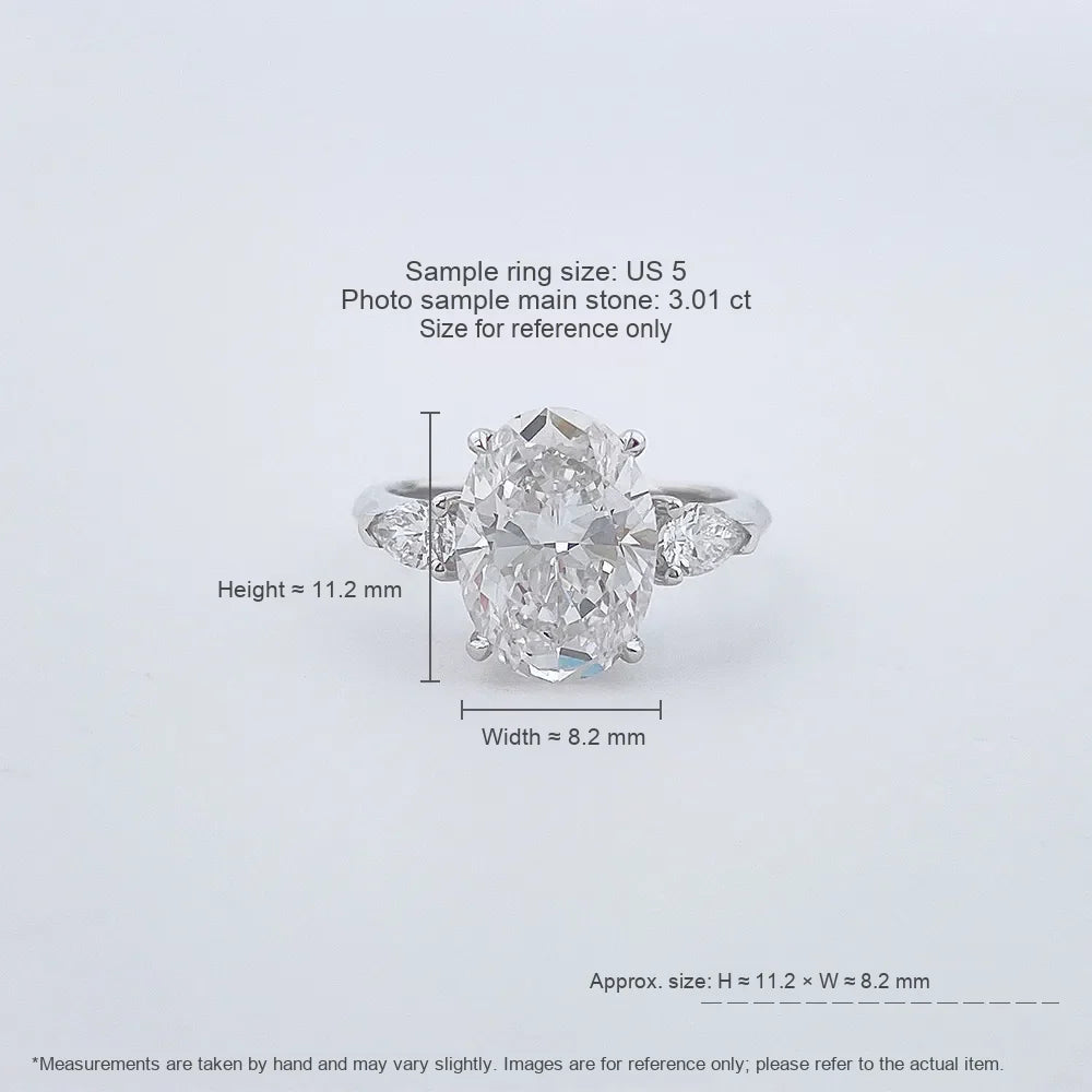 3.02 ct Oval-Cut Lab-Grown Diamond Three-Stone Ring in 18K White Gold – APYFR0227-W