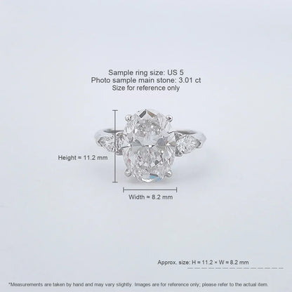 3.02 ct Oval-Cut Lab-Grown Diamond Three-Stone Ring in 18K White Gold – APYFR0227-W