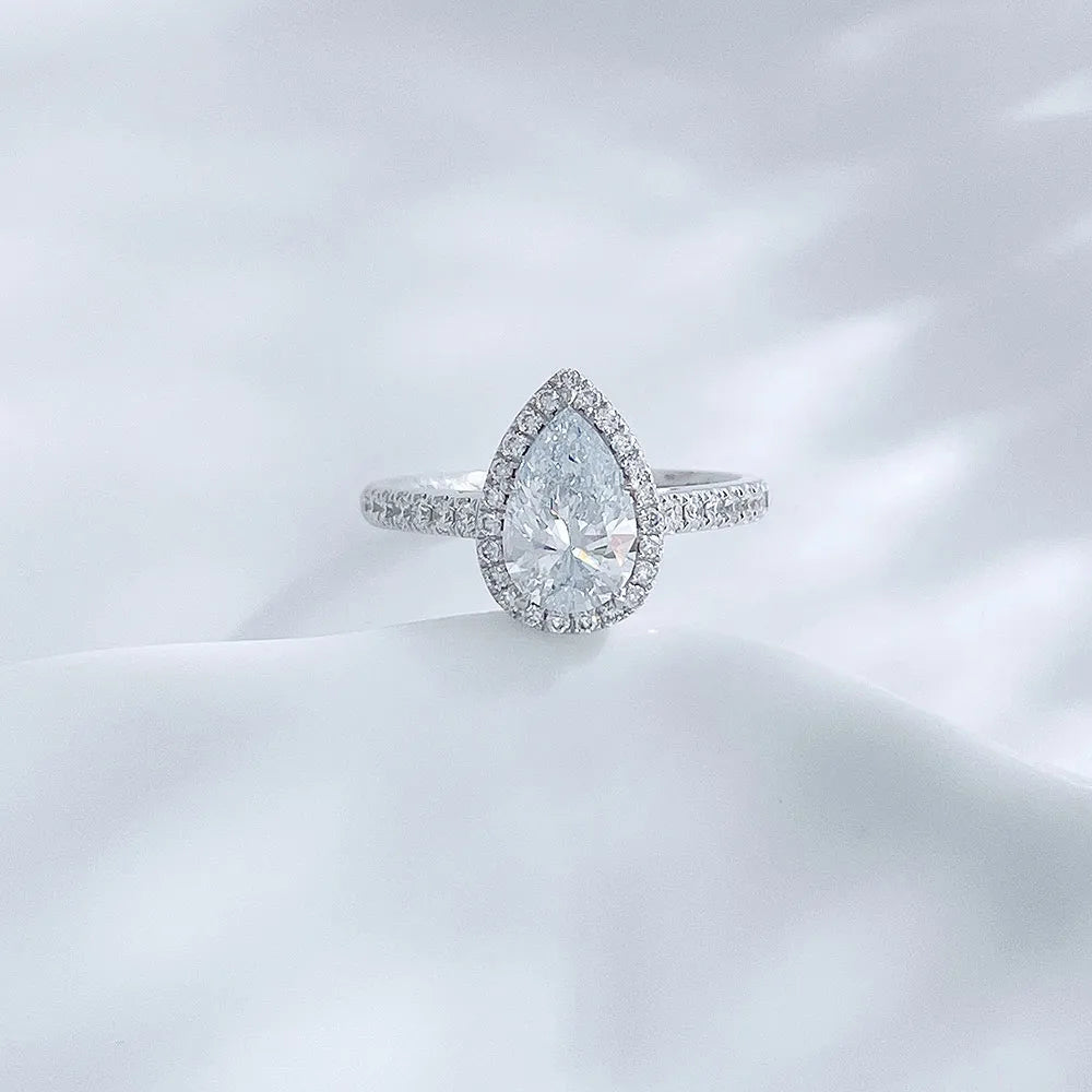 1.02 ct Celestial Pear-Cut Lab-Grown Diamond Ring in 18K White Gold – APYFR0228-W