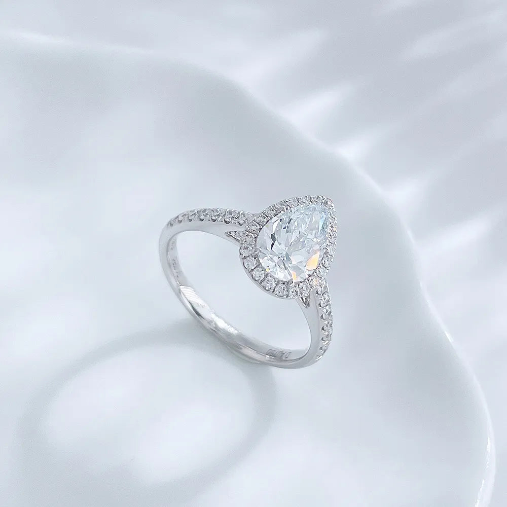 1.02 ct Celestial Pear-Cut Lab-Grown Diamond Ring in 18K White Gold – APYFR0228-W