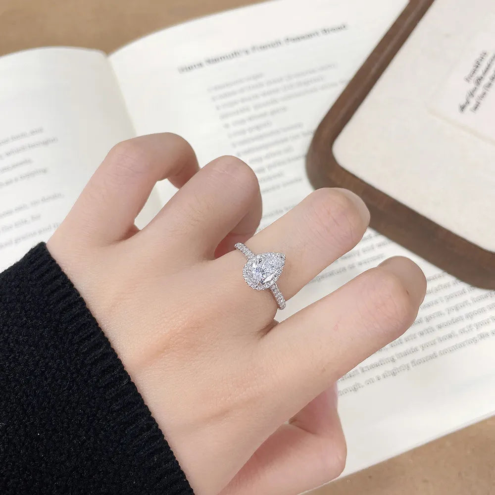 1.02 ct Celestial Pear-Cut Lab-Grown Diamond Ring in 18K White Gold – APYFR0228-W