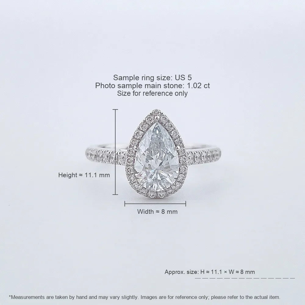 1.02 ct Celestial Pear-Cut Lab-Grown Diamond Ring in 18K White Gold – APYFR0228-W