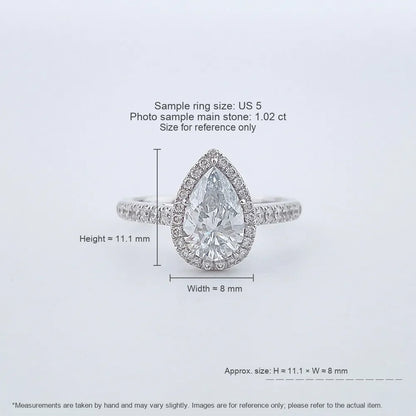 1.02 ct Celestial Pear-Cut Lab-Grown Diamond Ring in 18K White Gold – APYFR0228-W