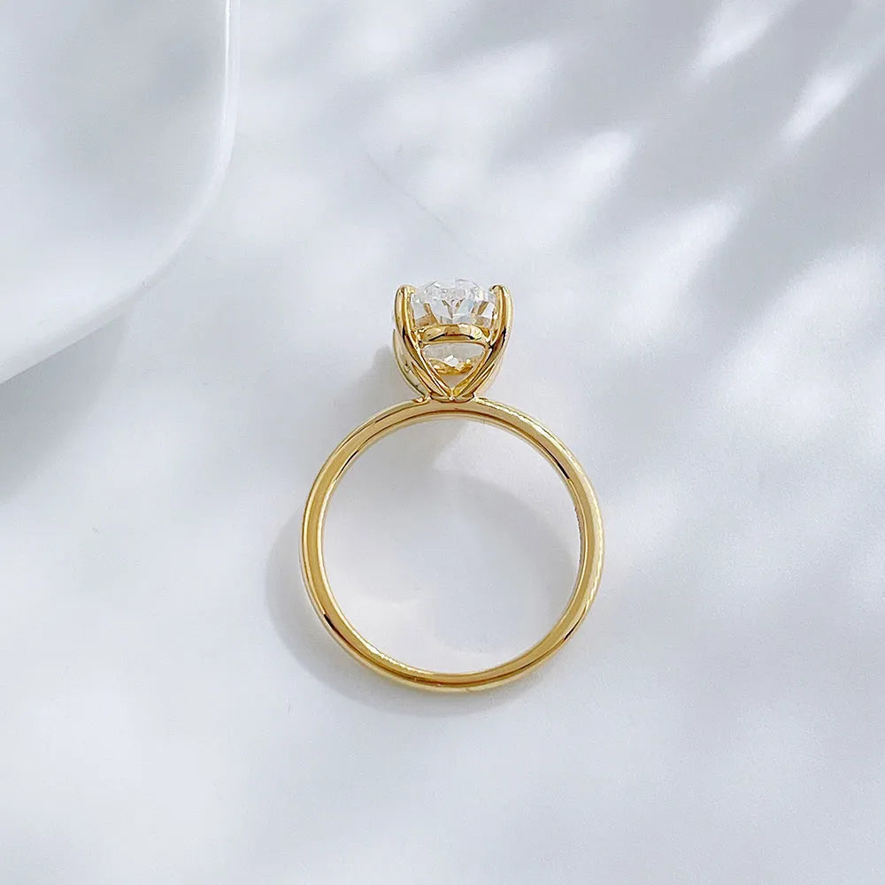 2.02 ct Minimalist Four-Prong Oval-Cut Lab-Grown Diamond Ring in 18K Yellow Gold – APYFR0229-Y