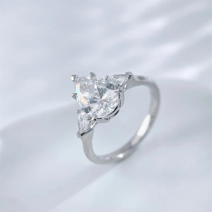2.53 ct Celestial Pear-Cut Lab-Grown Diamond Three-Stone Ring in PT950 Platinum