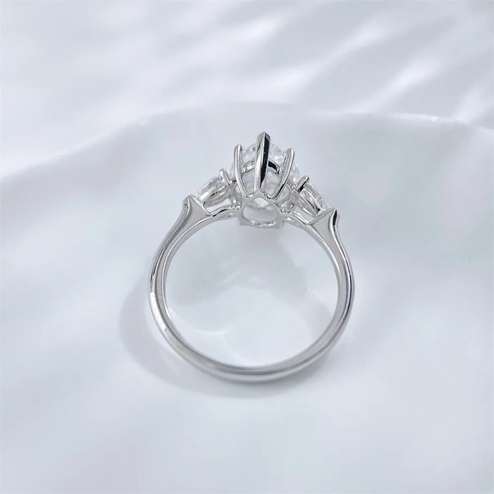 2.53 ct Celestial Pear-Cut Lab-Grown Diamond Three-Stone Ring in PT950 Platinum