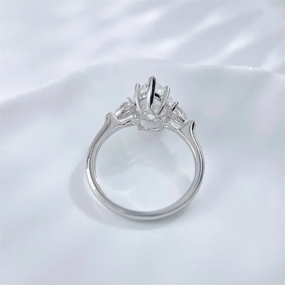 2.53 ct Celestial Pear-Cut Lab-Grown Diamond Three-Stone Ring in PT950 Platinum