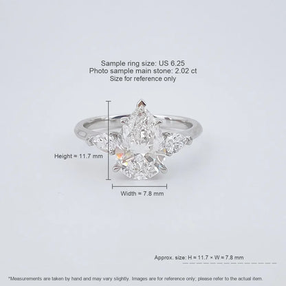 2.53 ct Celestial Pear-Cut Lab-Grown Diamond Three-Stone Ring in PT950 Platinum