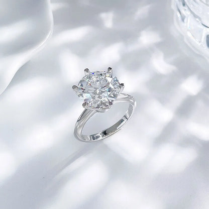 5.02 ct Crown Six-Prong Round-Cut Lab-Grown Diamond Ring in PT950 Platinum