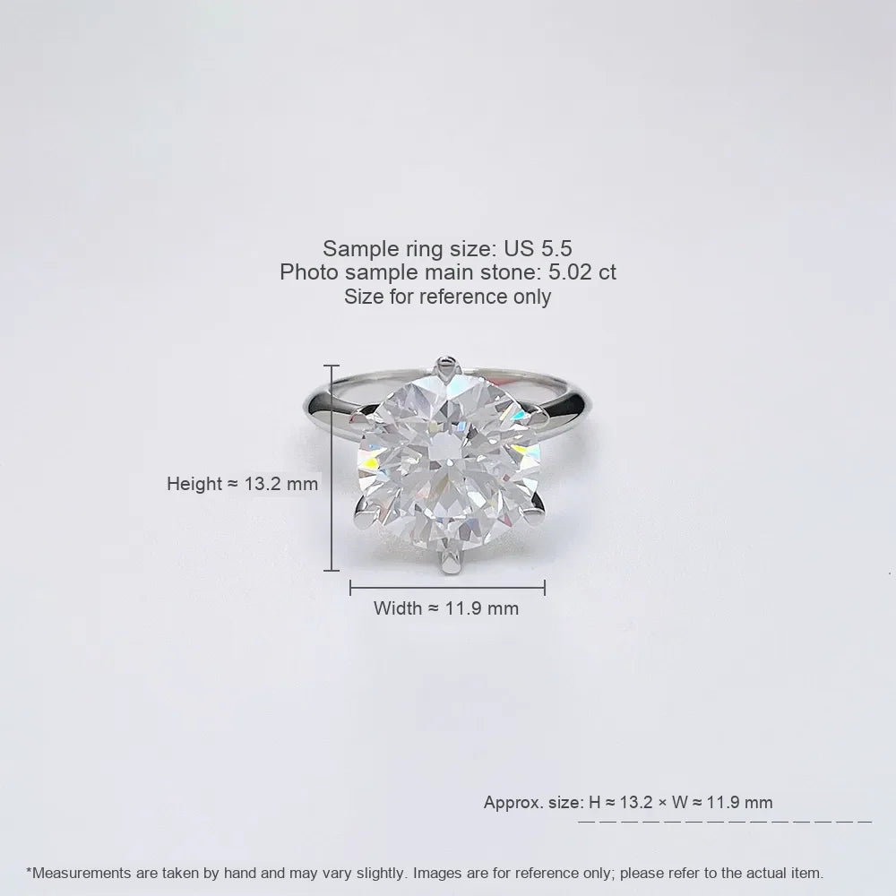 5.02 ct Crown Six-Prong Round-Cut Lab-Grown Diamond Ring in PT950 Platinum