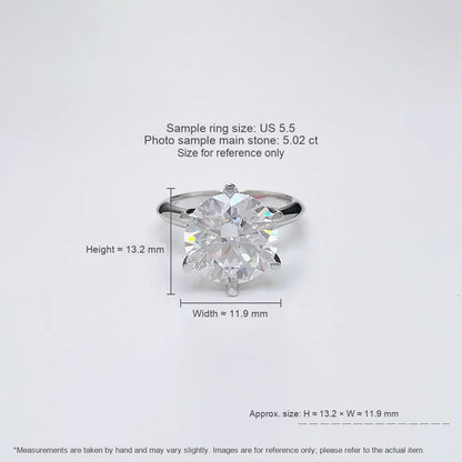 5.02 ct Crown Six-Prong Round-Cut Lab-Grown Diamond Ring in PT950 Platinum