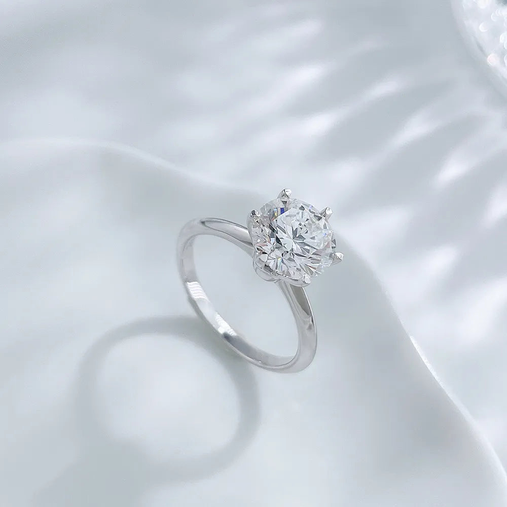 2.03 ct Crown Six-Prong Round-Cut Lab-Grown Diamond Ring in 18K White Gold