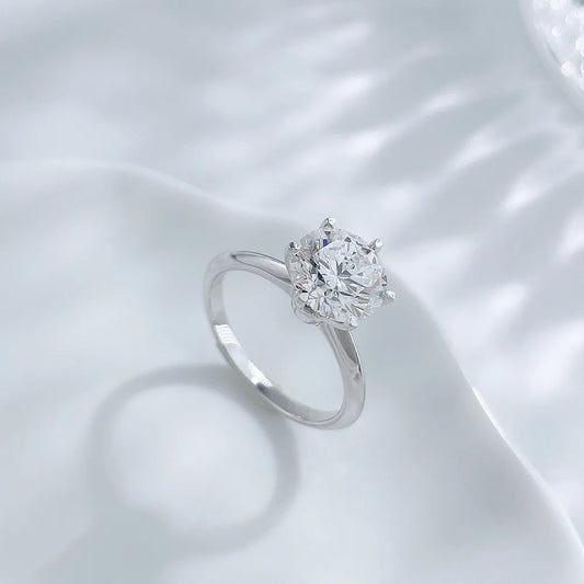 2.03 ct Crown Six-Prong Round-Cut Lab-Grown Diamond Ring in 18K White Gold