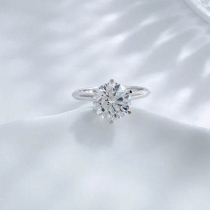 2.03 ct Crown Six-Prong Round-Cut Lab-Grown Diamond Ring in 18K White Gold