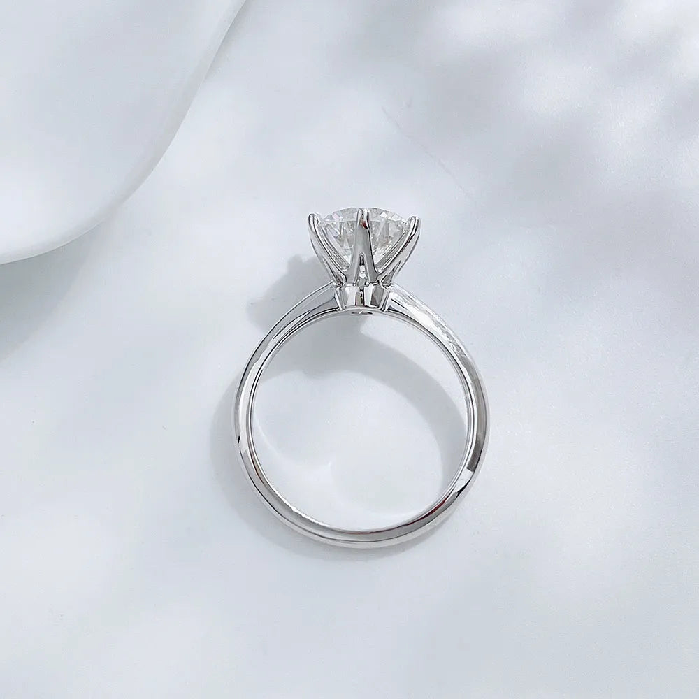 2.03 ct Crown Six-Prong Round-Cut Lab-Grown Diamond Ring in 18K White Gold