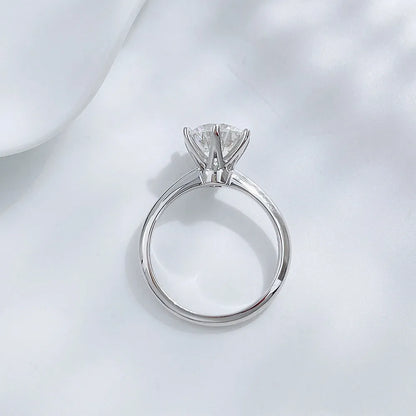 2.03 ct Crown Six-Prong Round-Cut Lab-Grown Diamond Ring in 18K White Gold