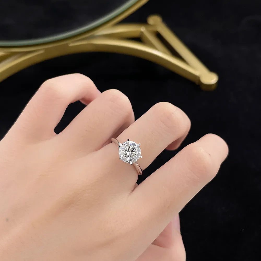 2.03 ct Crown Six-Prong Round-Cut Lab-Grown Diamond Ring in 18K White Gold