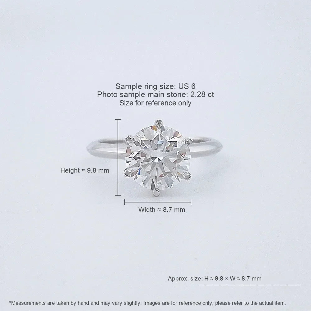 2.03 ct Crown Six-Prong Round-Cut Lab-Grown Diamond Ring in 18K White Gold