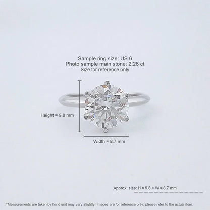 2.03 ct Crown Six-Prong Round-Cut Lab-Grown Diamond Ring in 18K White Gold