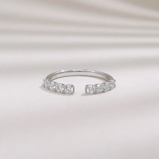0.48 ctw Celestial Cluster Round-Cut Lab-Grown Diamond Band in 18K White Gold