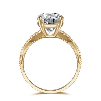 3.52 ct Botanical Four-Prong Round-Cut Lab-Grown Diamond Ring in 18K Yellow Gold