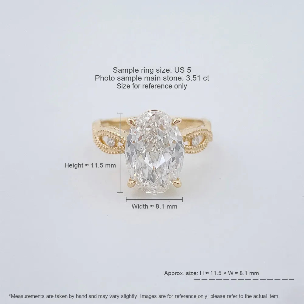 3.52 ct Botanical Four-Prong Round-Cut Lab-Grown Diamond Ring in 18K Yellow Gold