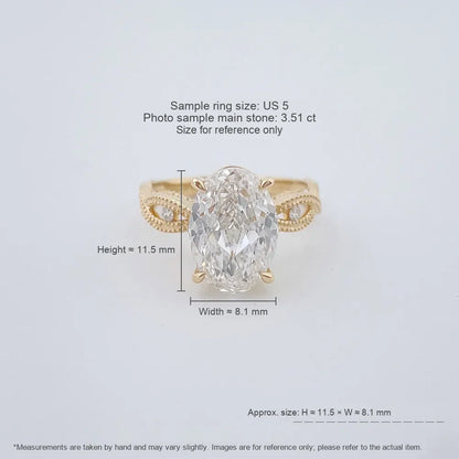 3.52 ct Botanical Four-Prong Round-Cut Lab-Grown Diamond Ring in 18K Yellow Gold