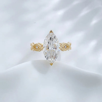 3.04 ct Celestial Four-Prong Marquise-Cut Lab-Grown Diamond Ring in 18K Yellow Gold