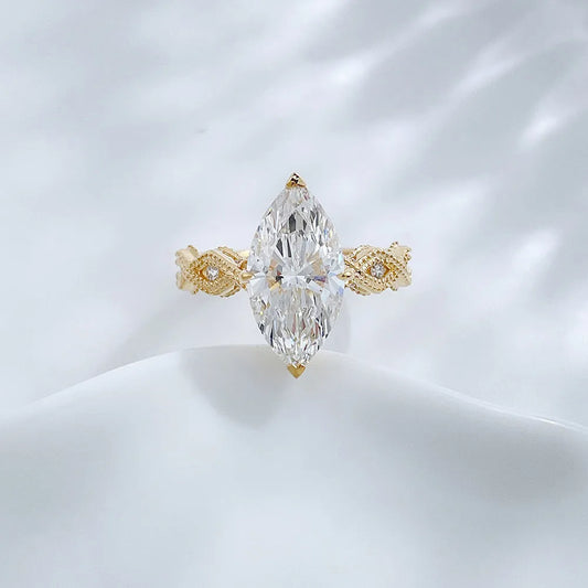 3.04 ct Celestial Four-Prong Marquise-Cut Lab-Grown Diamond Ring in 18K Yellow Gold