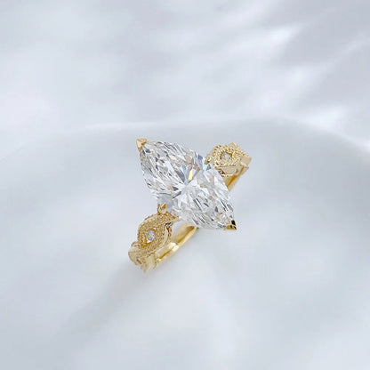 3.04 ct Celestial Four-Prong Marquise-Cut Lab-Grown Diamond Ring in 18K Yellow Gold